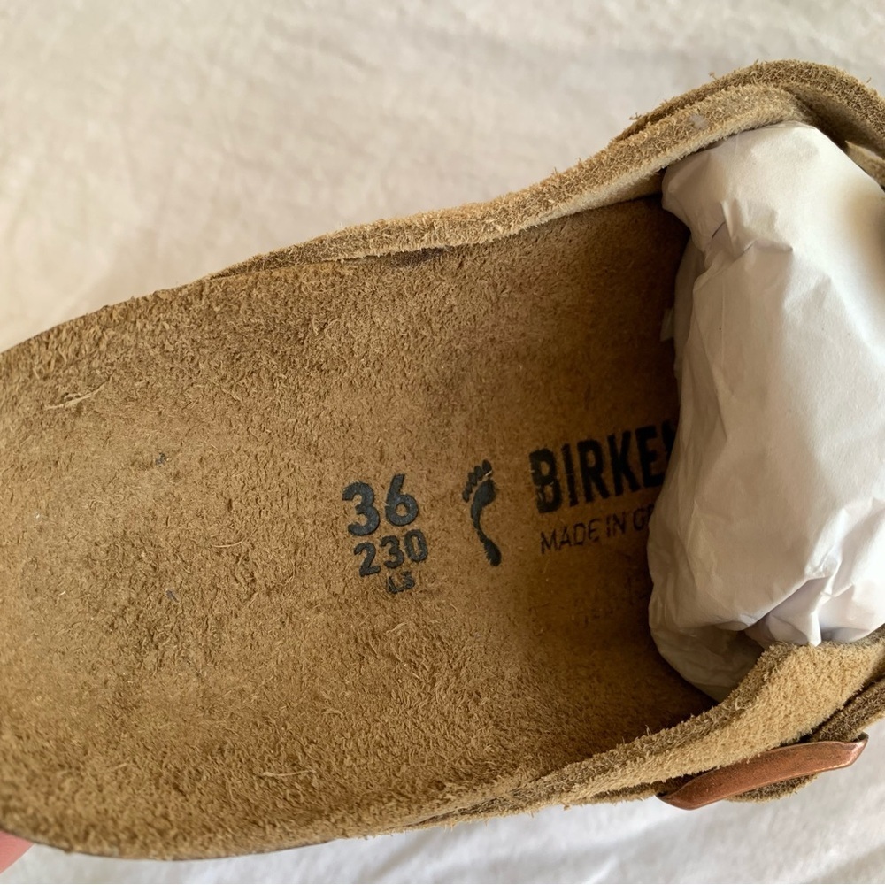 Birkenstock Boston Suede Leather Clog Slip Ons Shoes Latte Cream - Picture 7 of 9